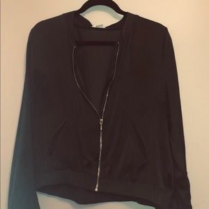 H&M black satin bomber